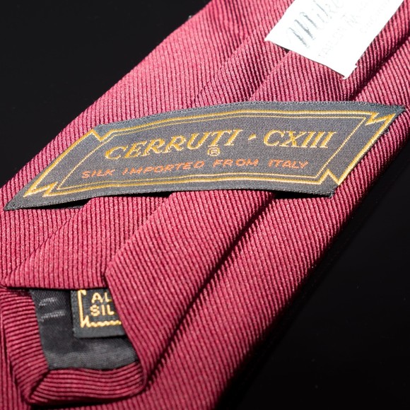Cerruti Maroon Solid Color 100% Silk Men's Designer Tie Italy - Picture 4 of 5